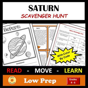 Preview of Solar System Activity Saturn Scavenger Hunt with Color By Code and Easel  Option