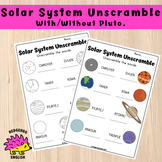 Solar System Unscramble FREE Worksheet