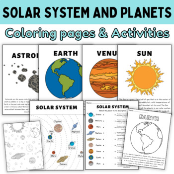 Preview of Solar System And Planets Facts & Posters - Space Back To School Coloring Pages