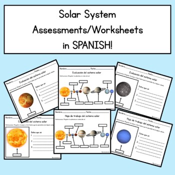 Preview of Solar System Assessment/Worksheets in Spanish