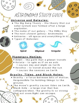 Preview of Astronomy Study Guide