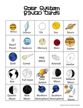 solar system bingo  Space activities, Solar system, Solar system