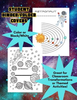 Preview of Solar System Binder / Folder Covers - Space Classroom Transformation *Editable*