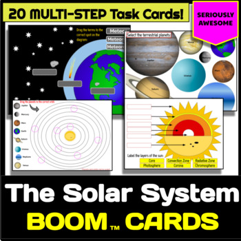 Preview of Solar System Boom Cards (Planets and The Sun) - Digital Task Cards