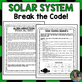 Preview of Solar System Break the Code - Class Challenge