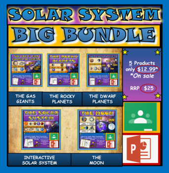 Preview of Solar System Bundle: 5 Interactive Google Slides Presentations + Worksheets