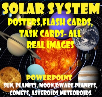 Preview of Solar System Bundle- Information Slides, Task cards. POWERPOINT
