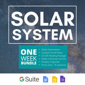 Preview of Solar System Bundle - Slides, Activities, CLOZE, Quiz | REMOTE LEARNING