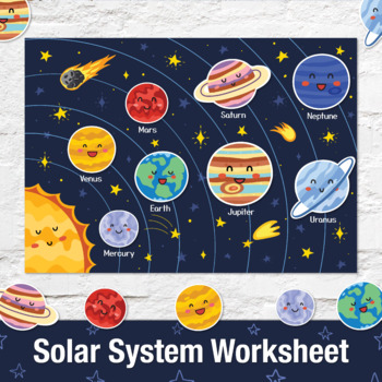 Preview of Solar System Busy Book Page, Planet Order Worksheet, Space Toddler Matching