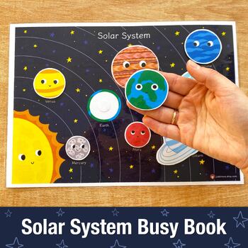 Preview of Solar System Busy Book Page, Solar System Matching Worksheet for Toddlers