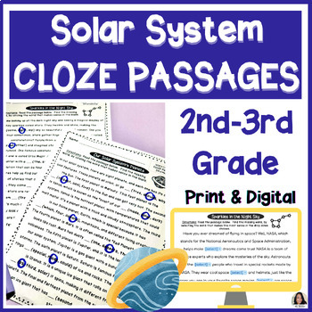 Preview of Solar System CLOZE Passages | MAZE Reading Comprehension Practice (2nd-3rd)