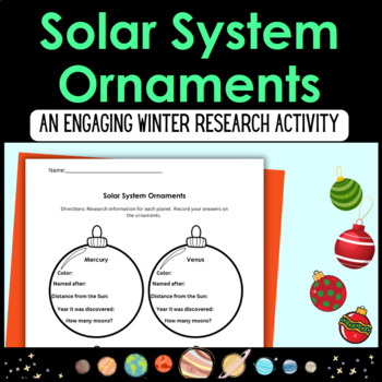 Preview of Solar System Christmas Ornament Research Activity | December Science