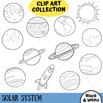 solar system clip art black and white