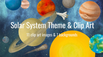Preview of Solar System Clip Art |  Google Slides Template | Painted Backgrounds