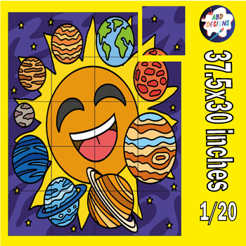 Preview of Solar System Collaborative Poster Coloring & Puzzle - Planet Space Activities