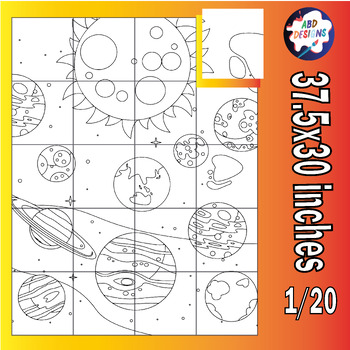 Preview of Solar System Collaborative Poster Coloring & Puzzle - Planet Space Activities