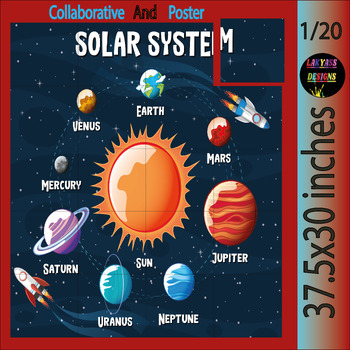 Preview of Solar System Collaborative Project Poster Art Coloring: Planet Space Activities
