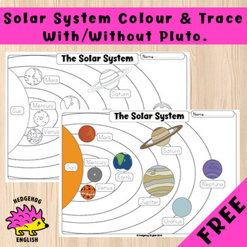 Preview of Solar System - Color and Trace - FREE