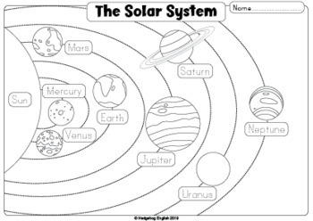 solar system black and white