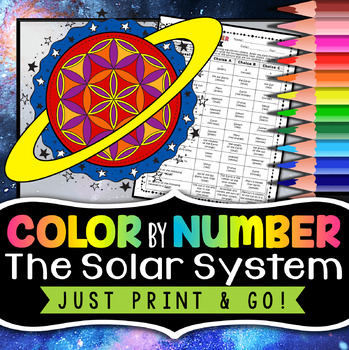 Preview of Solar System Color by Number - Science Color By Number