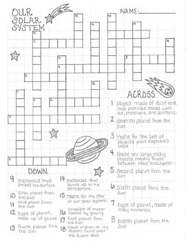 Preview of Solar System Crossword