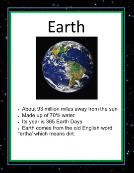 Preview of Solar System Fact Cards