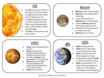 Preview of Solar System Flash Cards - Planet Flash Cards FUN FACTS on 12 Cards!