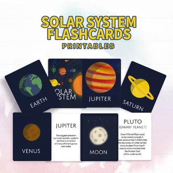 Preview of Solar System Flashcards, Planets, Solar sytem Poster, Printable, Planet Match