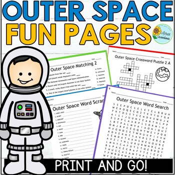 Preview of Outer Space Fun Pages | Solar System Word Search and Crossword Puzzles