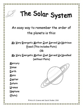 Solar System Handout By Miss Gs Science And Social Studies