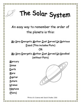 Preview of Solar System Handout