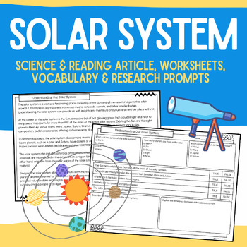 Solar System Vocabulary Interactive Worksheet Listen and Match the Correct  Images Activity for Home Schooling, K5 and ESL G2