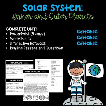 Preview of Solar System: Inner and Outer Planets (Editable, TN 3rd Grade Science)