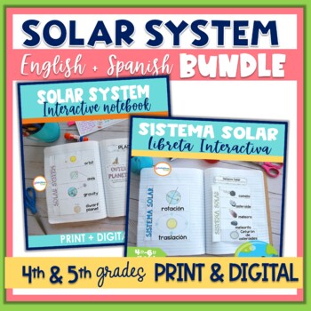 Preview of Solar System Interactive Notebook English & Spanish Versions Bundle