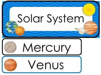 Preview of Solar System Word Wall Weekly Theme Bulletin Board Labels.