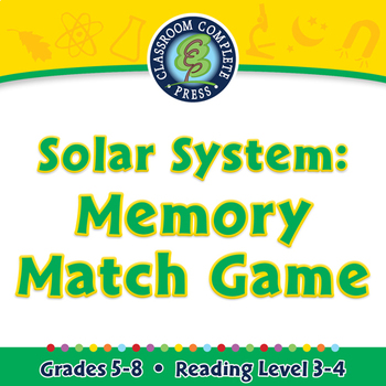 Preview of Solar System: Memory Match Game - NOTEBOOK Gr. 5-8