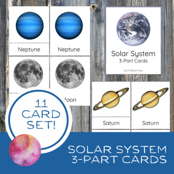Solar System Montessori 3-Part Cards Science Unit Study Matching Activity
