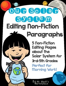 Preview of Solar System Non-Fiction Editing/Proofreading Practice Pages- Grades 3, 4, 5