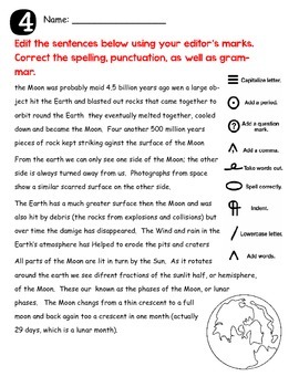 solar system non fiction editing proofreading practice pages grades 3 4 5