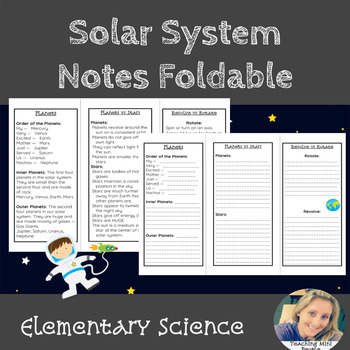 Preview of Solar System Note Foldable NO PREP