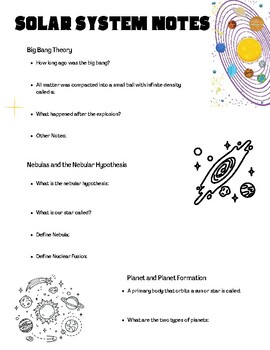Preview of Solar System Notes