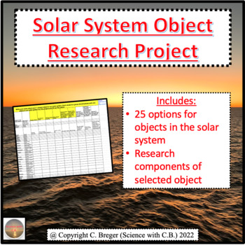 Preview of Solar System Object Research Project with 25 Object Options (NGSS MS-ESS1-3)