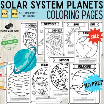 Preview of Solar System Planets Coloring Pages for Kids - Educational and Fun Activity