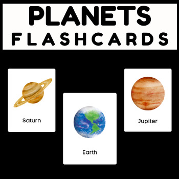 Preview of Solar System Planets Flash Card Picture Card Preschool Kindergarten Space Unit