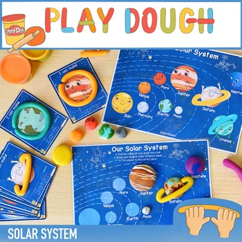 Preview of Solar System Play Dough Mats Space Play Doh Task Cards Fine Motor Skills