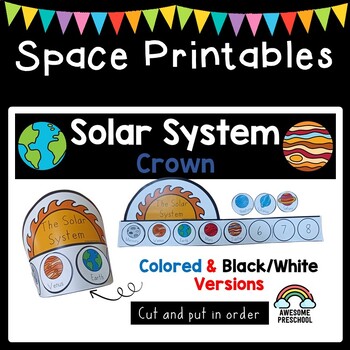 Preview of Solar System, Space Printable Crown - Preschool, Kindergarten