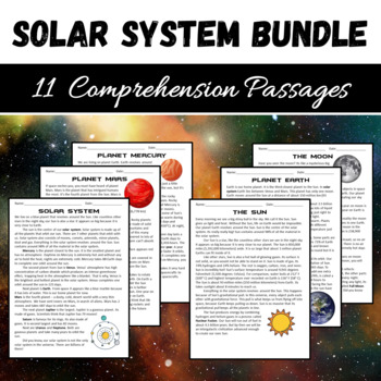 Preview of Solar System Reading Comprehension BUNDLE - Printable PDF