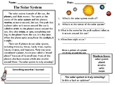 Solar System Reading Comprehension Passage-