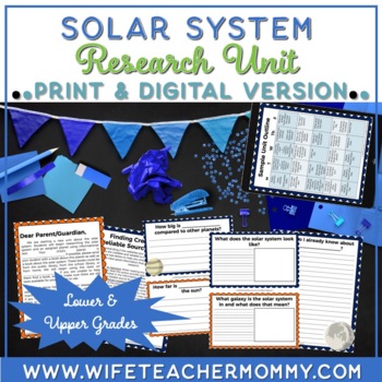 Preview of Solar System Research Unit | Lower & Upper Grades (Digital & Print Versions)