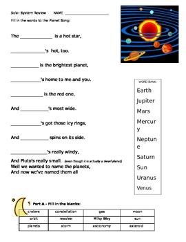 Preview of Solar System Review Test